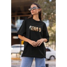 Fuddy Moda Unisex Sırt Baskılı Gear 5 Luffy Tişört, Oversize Özel Tasarım Baskı Anime T-Shirt