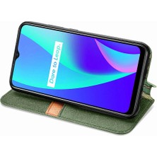 Bdt Shop Oppo Realme C15 Zarif Iş Deri Çanta Cüzdan Fonksiyonu Için Kılıf (Yurt Dışından)