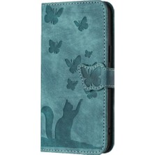 Bdt Shop Samsung Galaxy S24 Kart Cep Kabartmalı Kelebek Kedi Flip Folio (Yurt Dışından)