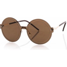 POLO55  Kahverengi Aynalı Yuvarlak Kadın Güneş Gözlüğü