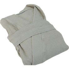 Miabella Home %100 Pamuk Waffle Pike Bornoz Unisex Hızlı Kuruyan Yumuşak Dokulu Şal Yaka