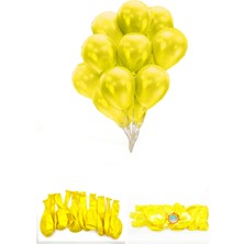 Limmy Metalik Parlak Renkli 10'lu Paketli Balon 12 Inç - Sarı