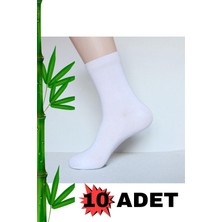 Kulım's Bambu Düz Dikişsiz Burun 10'lu Soket Çorap Uzun Beyaz Çorap