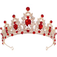 Mingjin Shop2 Kırmızı Barok Vintage Kristal Rhinestone Tiaras ve Taçlar Daha Fazla Renk Kraliçe Prenses Diadems Düğün Saç Aksesuarları Kadınlar Takı (Yurt Dışından)