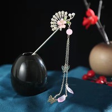 Mingjin Shop2 No.12 Boyutu Vintage Hanfu Saç Tokası Çin Clarystal Boncuk Tokalar Çiçekler Saç Tokası Püskül Şapkalar ile Düğün Aksesuarları (Yurt Dışından)