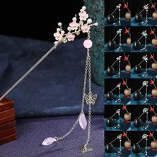 Mingjin Shop2 No.12 Boyutu Vintage Hanfu Saç Tokası Çin Clarystal Boncuk Tokalar Çiçekler Saç Tokası Püskül Şapkalar ile Düğün Aksesuarları (Yurt Dışından)