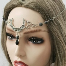 Mingjin Shop2 A4 Wicca Moon & Triskele Başlığı Gotik Baş Zinciri Ay Halkası Pagan Başlığı Wiccan Baş Zinciri (Yurt Dışından)