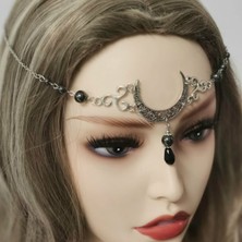 Mingjin Shop2 A4 Wicca Moon & Triskele Başlığı Gotik Baş Zinciri Ay Halkası Pagan Başlığı Wiccan Baş Zinciri (Yurt Dışından)