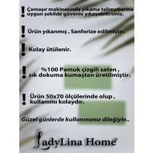 Ladylina Home 2'Li Lüx  Pamuk Beyaz Çizgili Saten 50 x 70 Yastık Kılıfı