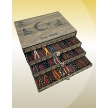 Yaman Hediyelik Kişiye Özel Ahşap Tesbih Koleksiyon Kutusu, Aksesuar Kutusu, Tesbihlik (40 Tesbihlik)