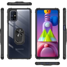 FUJİMAX Samsung Galaxy M51 Kılıf Silikon Kenarlı Yüzüklü Manyetik Mola Telefon Kılıfı