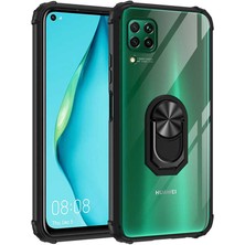 FUJİMAX Huawei P40 Lite Kılıf Silikon Kenarlı Yüzüklü Manyetik Mola Telefon Kılıfı