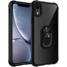 FUJİMAX Apple iPhone Xr 6.1 Kılıf Silikon Kenarlı Yüzüklü Manyetik Mola Telefon Kılıfı