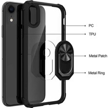 FUJİMAX Apple iPhone Xr 6.1 Kılıf Silikon Kenarlı Yüzüklü Manyetik Mola Telefon Kılıfı