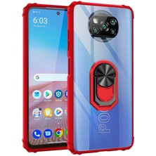 FUJİMAX Xiaomi Poco X3 Kılıf Silikon Kenarlı Yüzüklü Manyetik Mola Telefon Kılıfı