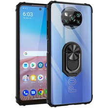 FUJİMAX Xiaomi Poco X3 Kılıf Silikon Kenarlı Yüzüklü Manyetik Mola Telefon Kılıfı