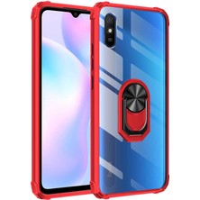 FUJİMAX Xiaomi Redmi 9A Kılıf Silikon Kenarlı Yüzüklü Manyetik Mola Telefon Kılıfı