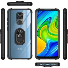 FUJİMAX Xiaomi Redmi Note 9 Kılıf Silikon Kenarlı Yüzüklü Manyetik Mola Telefon Kılıfı