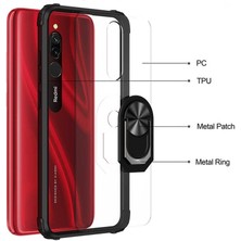 FUJİMAX Xiaomi Redmi 8A Kılıf Silikon Kenarlı Yüzüklü Manyetik Mola Telefon Kılıfı