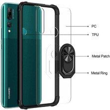 FUJİMAX Huawei Y9 Prime 2019 Kılıf Silikon Kenarlı Yüzüklü Manyetik Mola Telefon Kılıfı