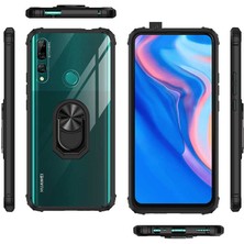 FUJİMAX Huawei Y9 Prime 2019 Kılıf Silikon Kenarlı Yüzüklü Manyetik Mola Telefon Kılıfı