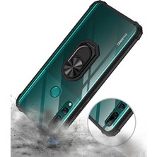 FUJİMAX Huawei Y9 Prime 2019 Kılıf Silikon Kenarlı Yüzüklü Manyetik Mola Telefon Kılıfı