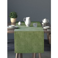 PERLE Kadife Dokulu Zeytin Yaprağı Rengi Daily Series Runner 40 X 140