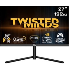 Twısted Mınds 27” TM27FHD192IPS Fhd 192HZ 0.5ms HDMI Dp HDR400 Ready Fast IPS Freesync/adaptıve-Sync Çerçevesiz Gamıng Monitör