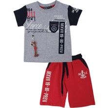 Erkek Çocuk Yazı Baskılı Yazlık T-Shirt Şort 2'li Alt Üst Takım