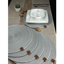 Bub Home Hobby 6 Adet Parlak Gri Jüt Supla   Amerikan Servis Lux Sunum Tabak Altlığı