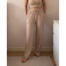 Kinua Studio Krinkıl Kumaş Beli Lastlikli Cepli Bağcıklı Pantolon