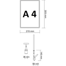 Rafburada 5 Adet Beyaz Renk A4 Mandallı Fiyat Etiketi Sepet, Stand, Teşhir, Askılık, Çerçeveli Fiyat Etiketi