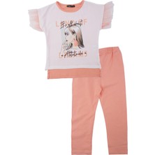 Kız Çocuk Baskılı Yazılı Fırfırlı Püsküllü 2'li Alt Üst Takım