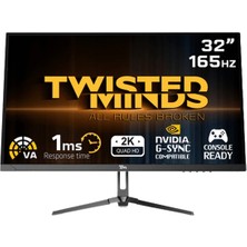 Twısted Mınds 32” TM32QHD165VA Qhd 165HZ 1ms HDMI Dp Hdr Fast Va Freesync/adaptıve-Sync Çerçevesiz Gamıng Monitör