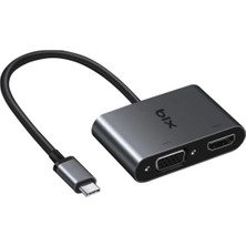 Bix BX14HB 2in1 Type-C 3.1 4K@30Hz HDMI & VGA iPad Pro, Macbook / Windows Uyumlu Grafik Adaptörü