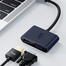 Bix BX14HB 2in1 Type-C 3.1 4K@30Hz HDMI & VGA iPad Pro, Macbook / Windows Uyumlu Grafik Adaptörü