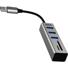 Bix BX04HB 5in1 USB Hub Micro SD / SD Kart Giriş, 3x USB 3.0 Portlu Windows Uyumlu Çoklayıcı Adaptör