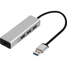 Bix BX06HB 4in1 USB 3.0 Hub, 1Gbps Ethernet, 3x USB 3.0 Windows Uyumlu Çoklayıcı Adaptör