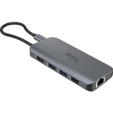 Bix BX10HB Pro Type-C to 4K 60Hz HDMI 3*USB 3.2 Gigabit Ethernet PD 100W Micro SD Kart Okuyucu Çoklayıcı Hub