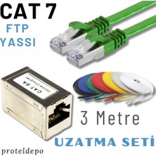 Proteldepo 3 Metre Cat7 Kablo Yassı Ftp Ethernet Network Lan Ağ Kablo ve Ekleyici