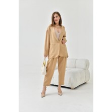 Ftz Women Kadın Keten Ceketli Takım Beige 30777