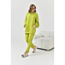 FTZ Women Kadın Kapişonlu Taş Detay Takım  Olive 30825