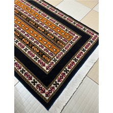 Burak Halı El Dokuma Şal Halısı 75X125 Turuncu Lacivert %100 Yün Kök Boya