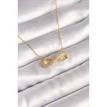 Style Of Carmen 316L Çelik Gold Renk Zincir Zirkon Taşlı Sonsuzluk Model Kadın Kolye