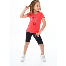 Angelos Girls Kız Çocuk Kısa Taytlı Takım (T-Shirt+Tayt) 3-13 Yaş ZU101