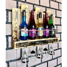 Ser Ticaret Dekoratif Ahşap Şaraplık , Kadehlik ve Içecek Standı Mini Bar 60/45/12CM