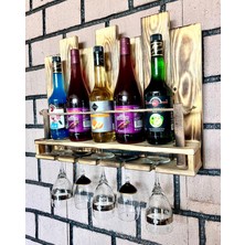 Ser Ticaret Dekoratif Ahşap Şaraplık , Kadehlik ve Içecek Standı Mini Bar 60/45/12CM