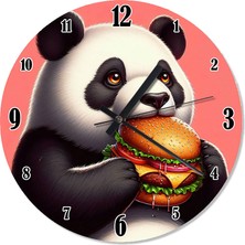 Tablomega Panda ve Hamburger Tasarım Duvar Saati