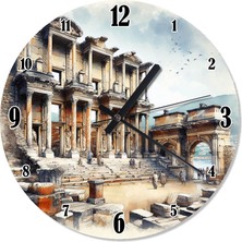 Karizma Tablo Izmir Efes Antik Kütüphane  Tasarım Duvar Saati