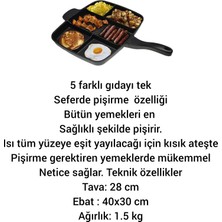 Zetmon Granit Döküm 5 Gözlü Tava Kamp Outdoor Izgara Yemek Çok Amaçlı Tava